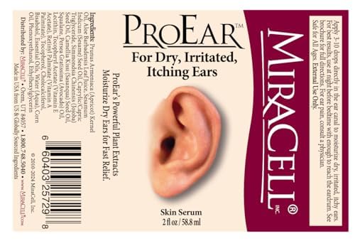 Miracell ProEar label detail highlighting gluten-free and USA-made ingredients