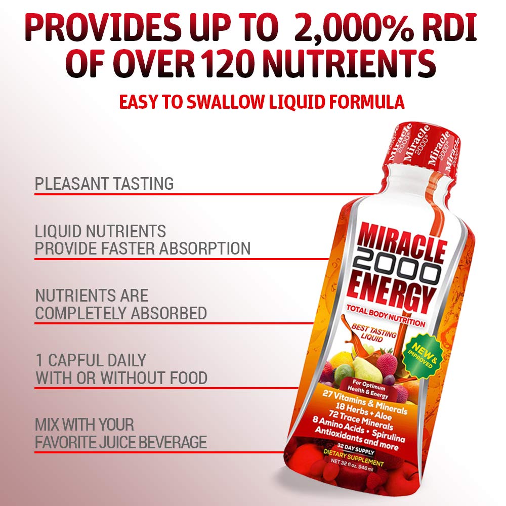 Serving size shown 1 ounce daily for 32 servings per bottle