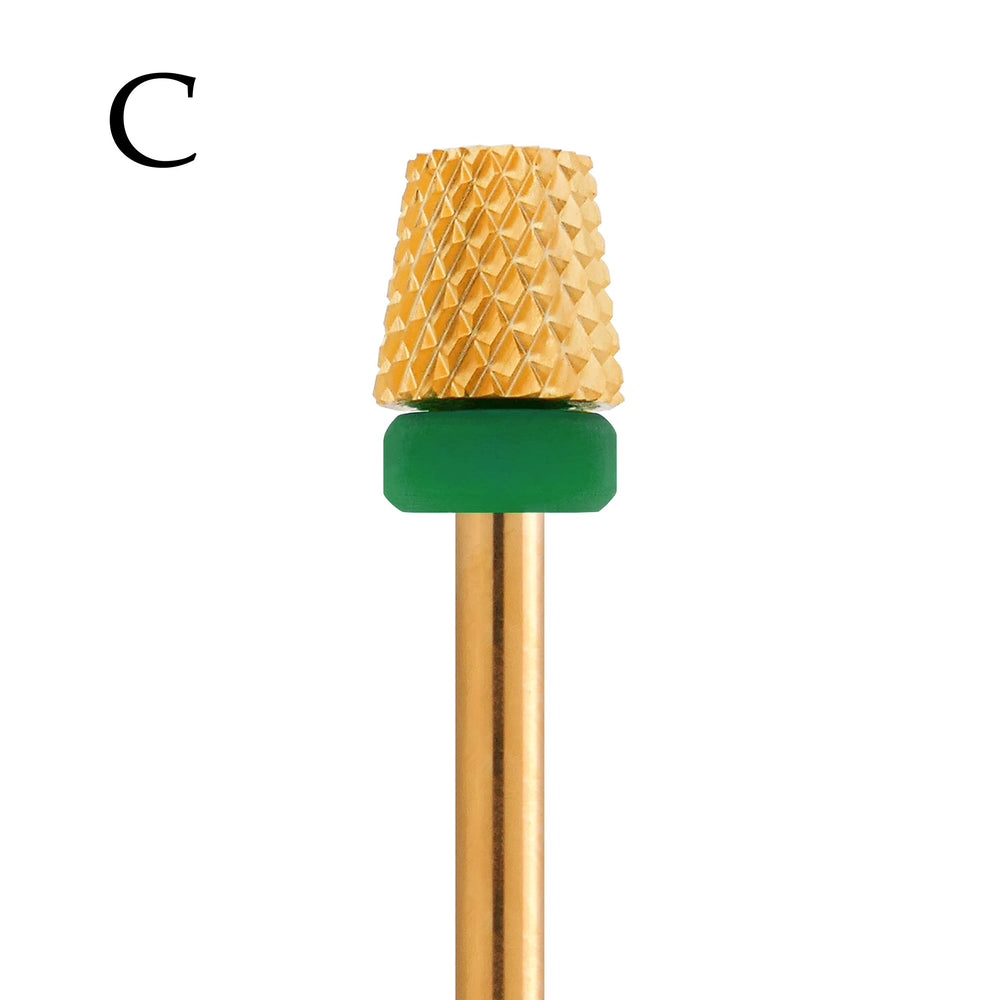 MIRACLE Nail Bits gold coarse grit for fast acrylic and hard gel removal.