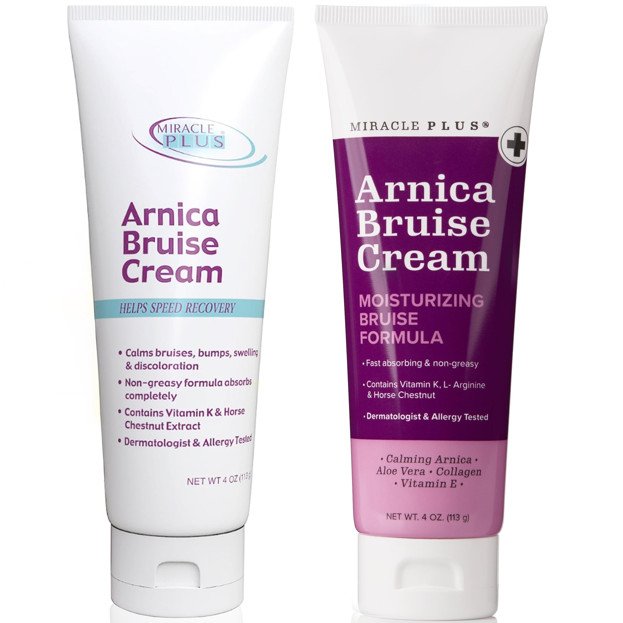 Miracle Plus Arnica Cream swatch reveals natural tone and moisturized skin feel.