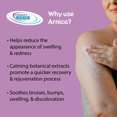 Miracle Plus Arnica Cream texture closeup highlights light, non-greasy feel for comfortable wear.