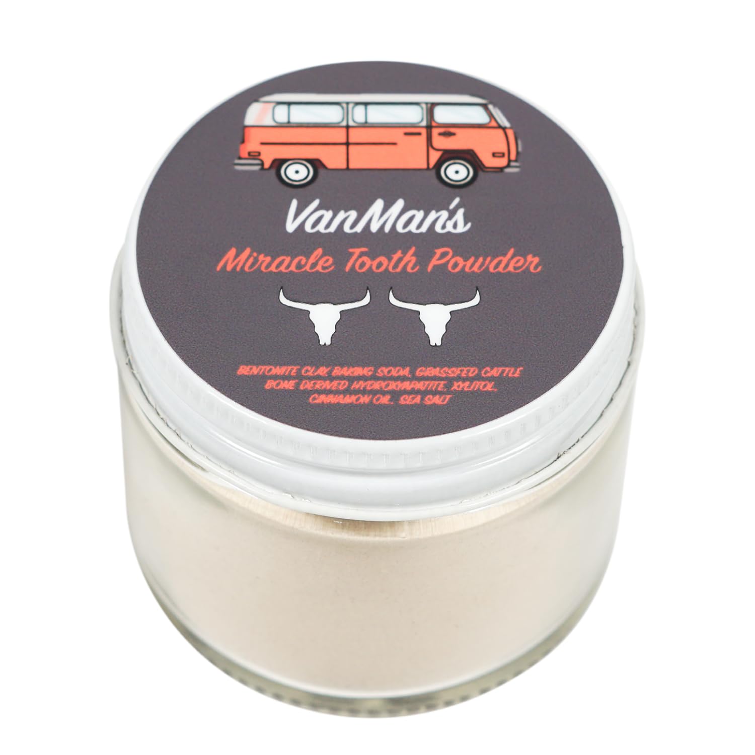 Packaging for Vanman's Miracle Tooth Powder