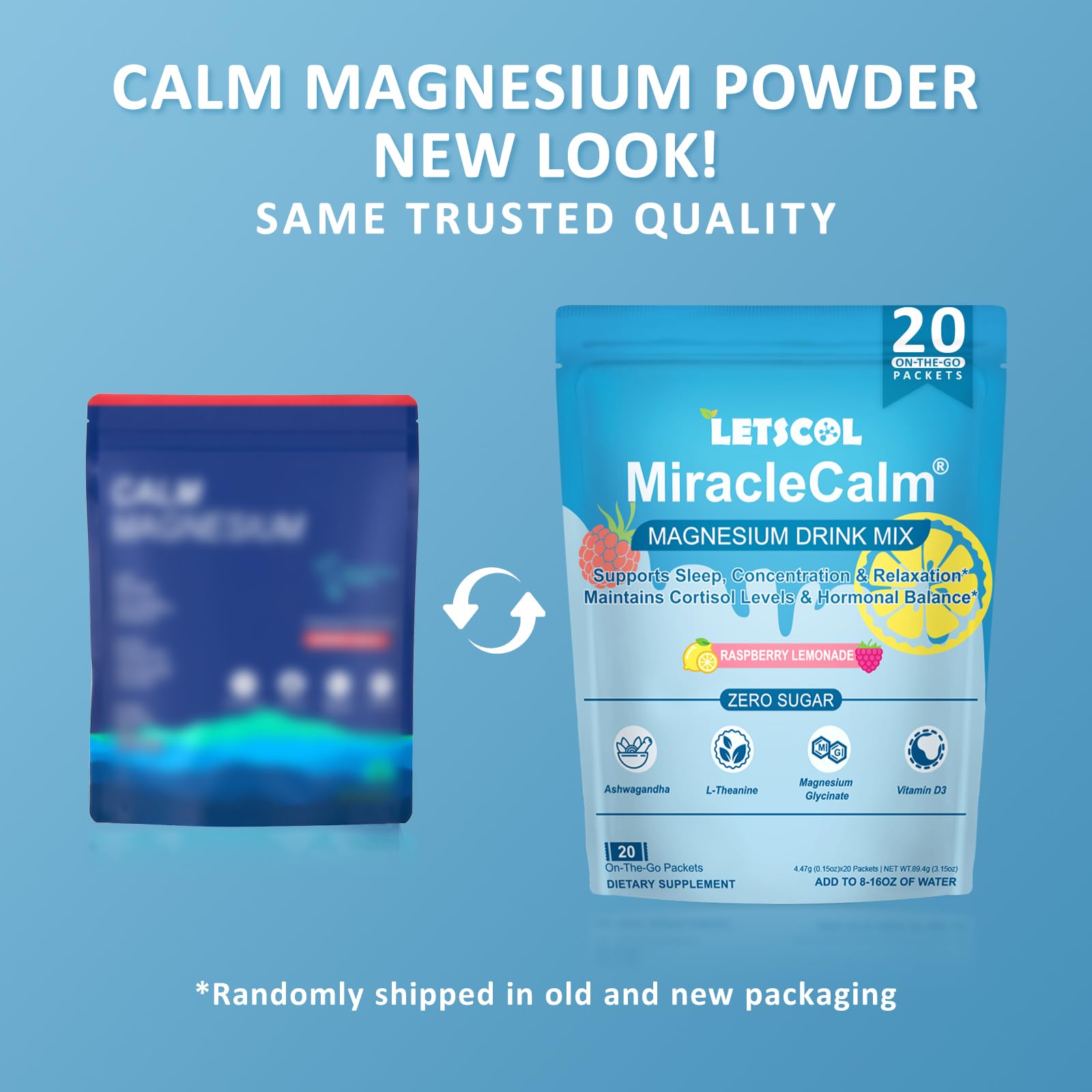 Single MiracleCalm powder sachet for on the go