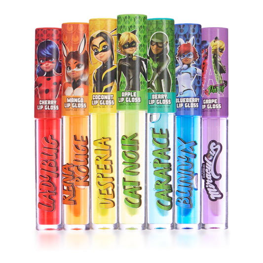 Miraculous lip gloss mango flavor for on-the-go fruity shine.