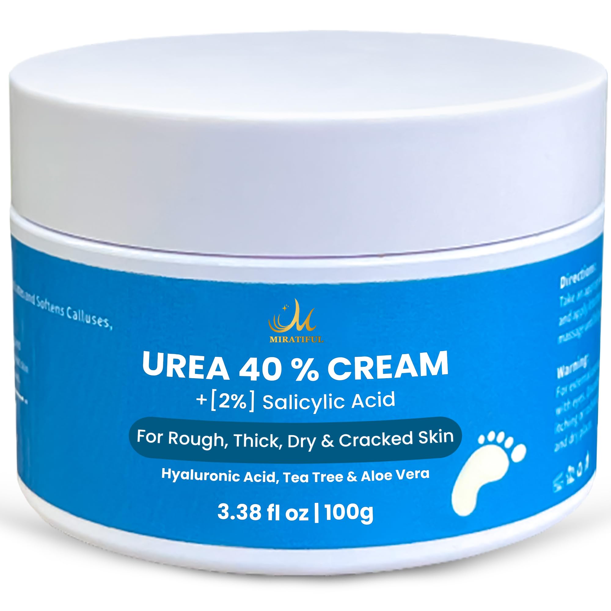 Miratiful Urea Cream 40% bottle demonstrates intense hydration for dry skin.