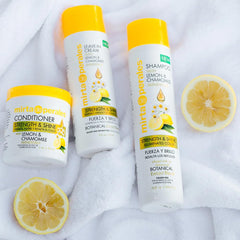 Product display suggests lightened tones and frizz control