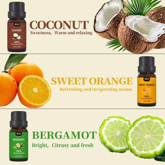Assorted MISIJI essential oil bottles for diffuser and aromatherapy
