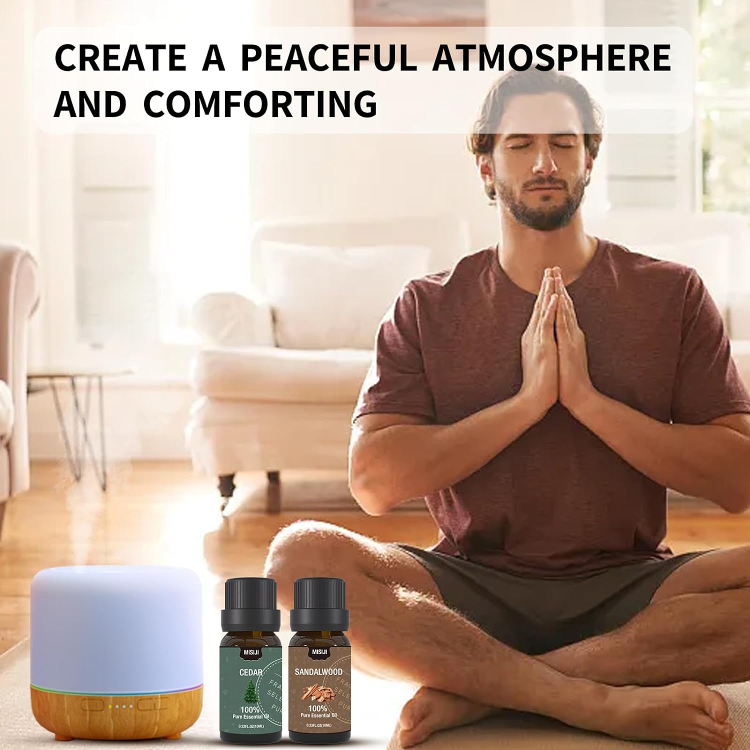 MISIJI essential oil set packaging and bottles display