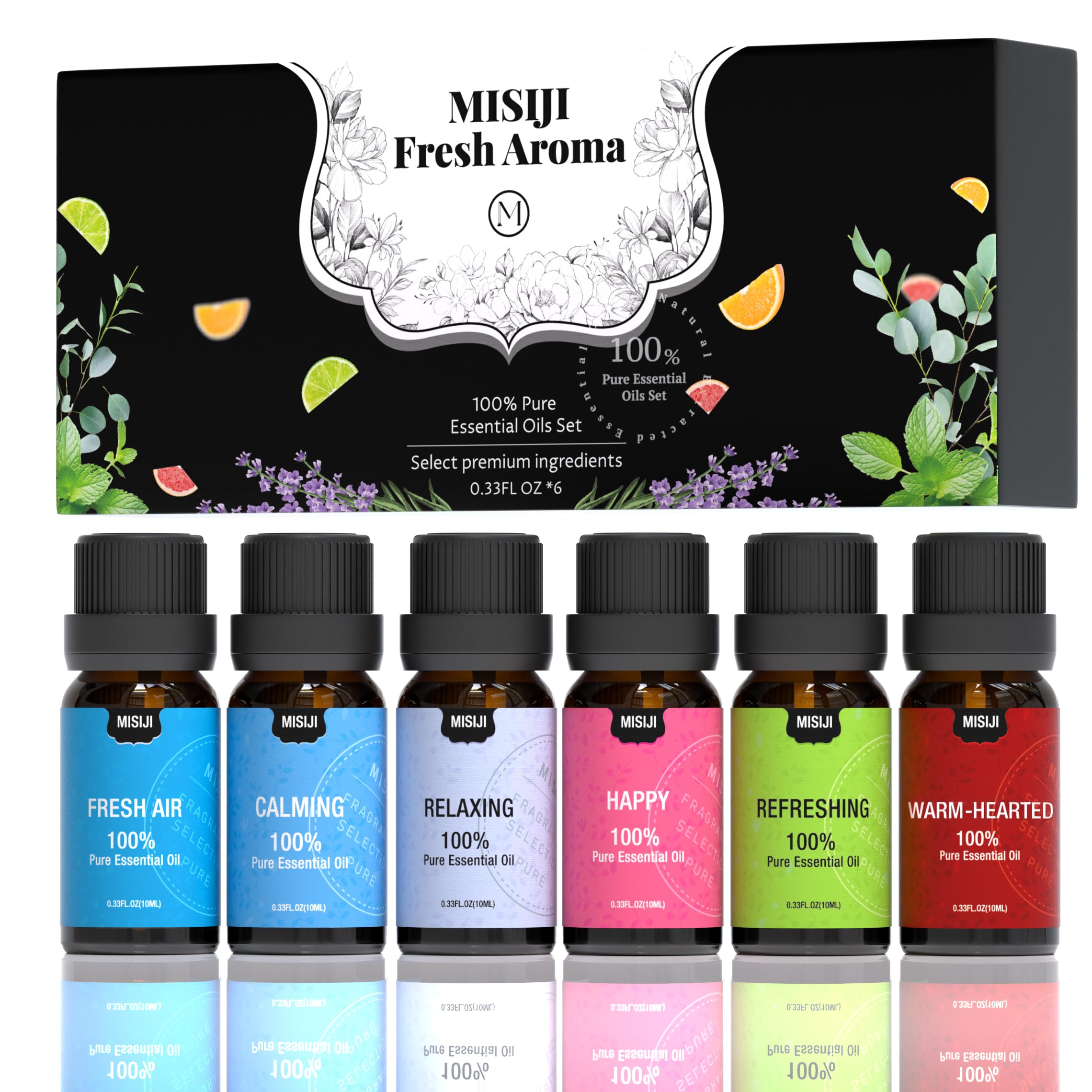 MISIJI Well-Being Essential Oils Set 6 x 10ml – box and bottles