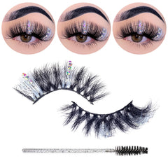 Miss Kiss 18mm 3D diamond color glitter lashes with white highlights for standout daily glamour.