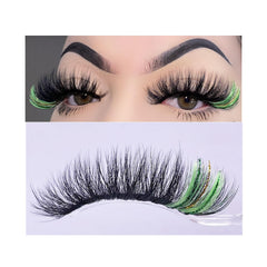 Miss Kiss black eyelashes with green glitter end for a sparkly festival look
