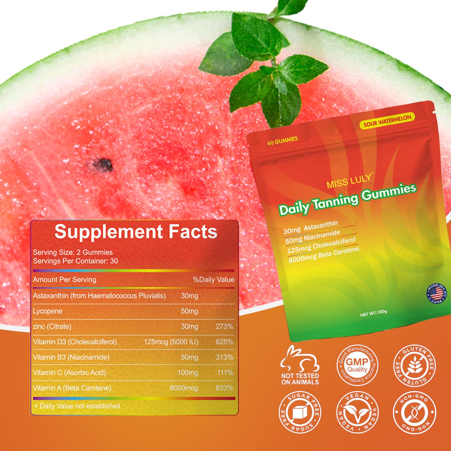 Close-up of Sour Watermelon flavored gummies