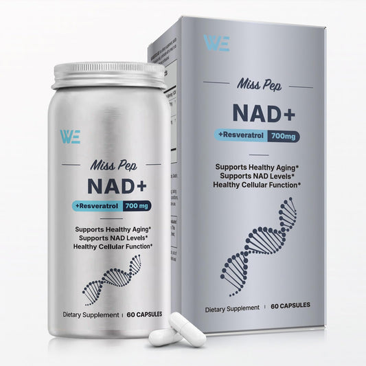Miss Pep NAD+ supplement front bottle with 60 capsules