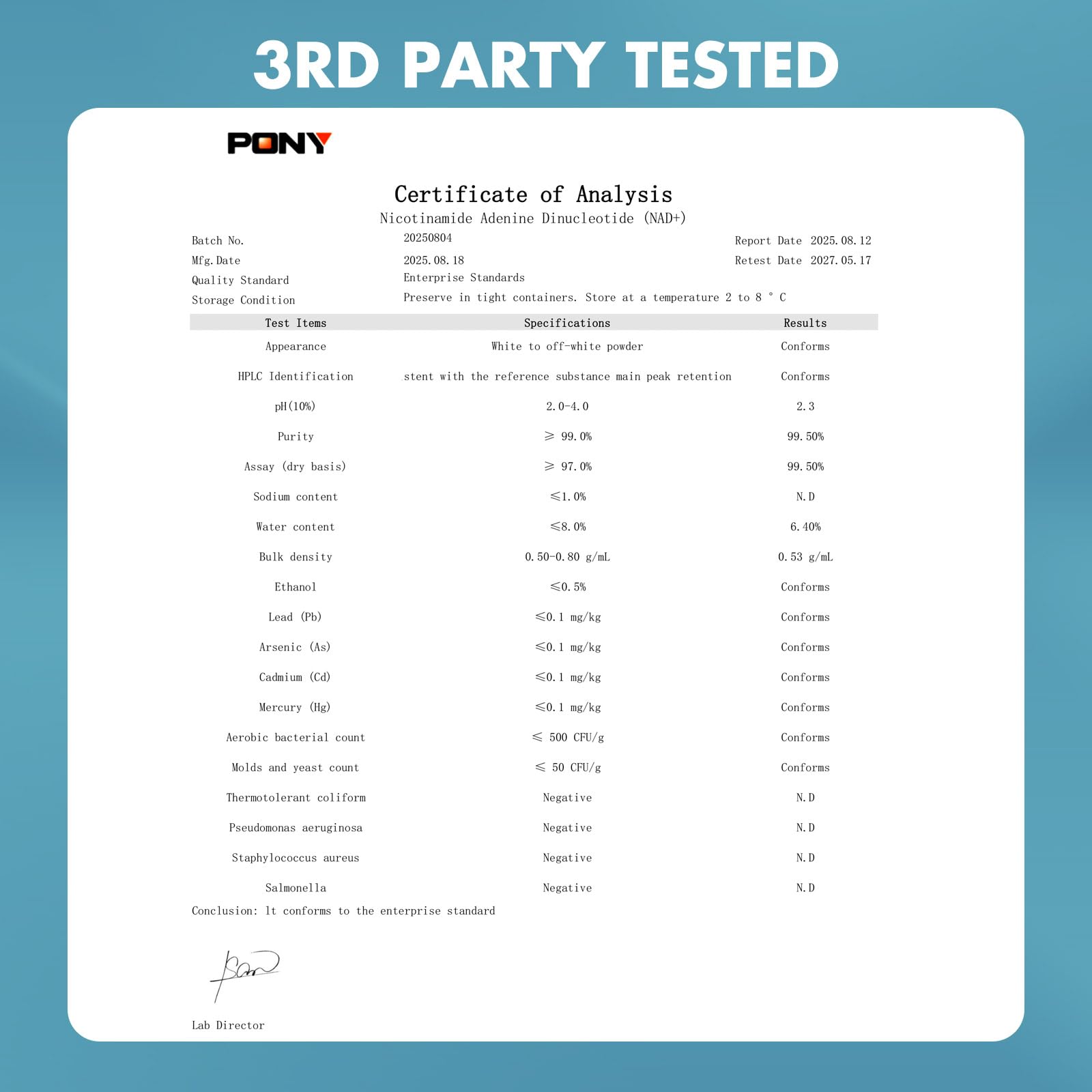 Third-party lab testing seal on Miss Pep NAD+ packaging