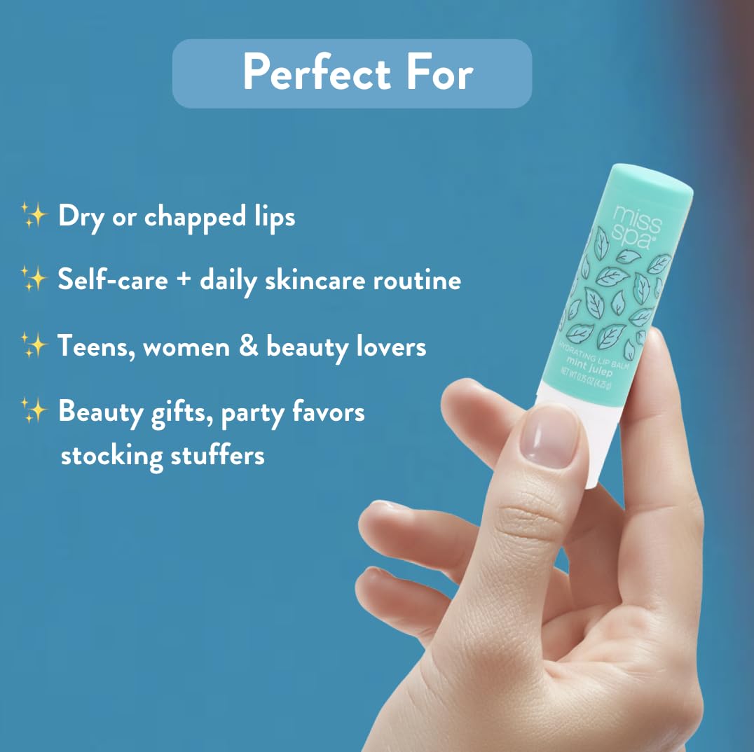Miss Spa Vanilla Latte lip balm provides gentle moisture and comforting scent.