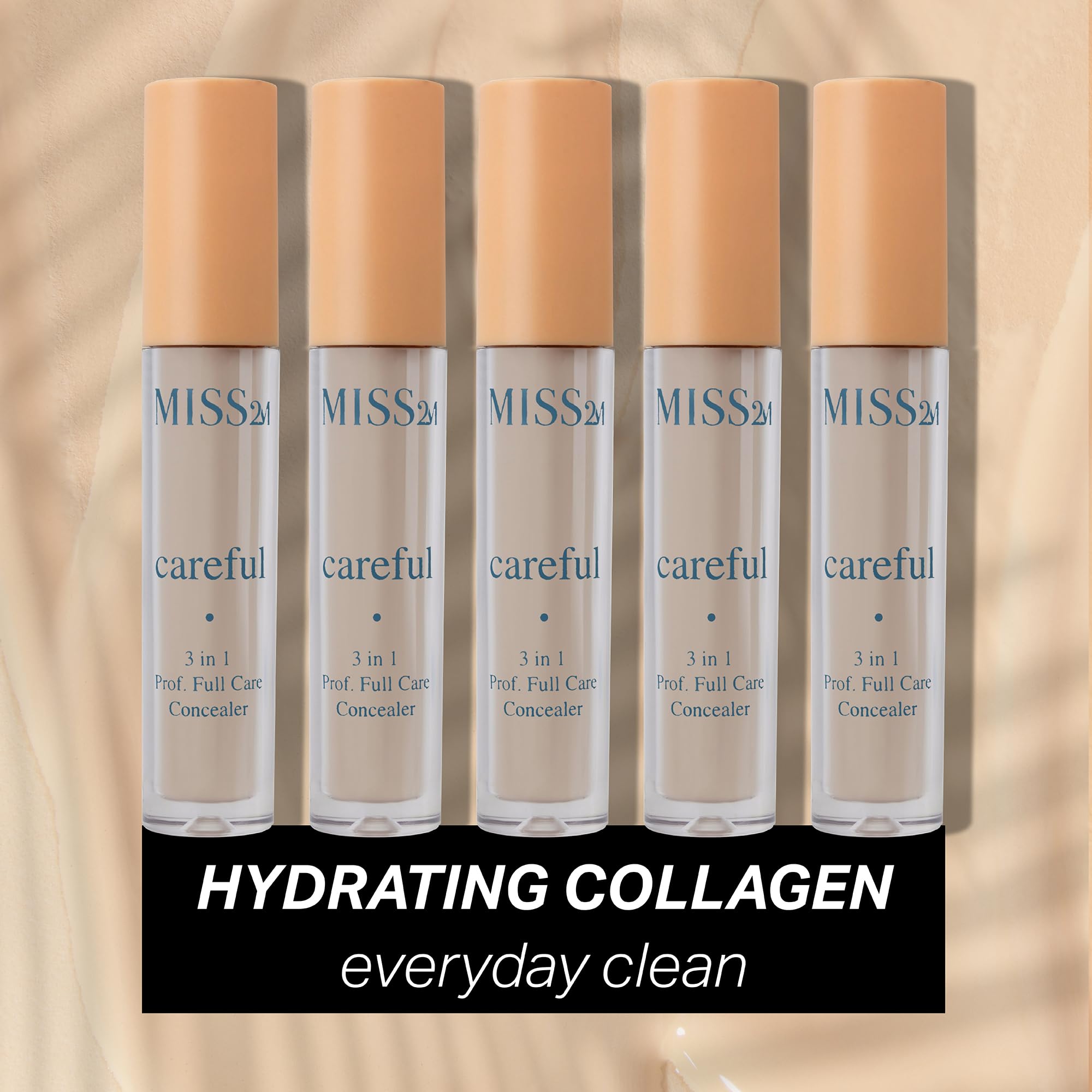 MISS2M Careful color swatch demonstrates buildable coverage for dark circles and spots.
