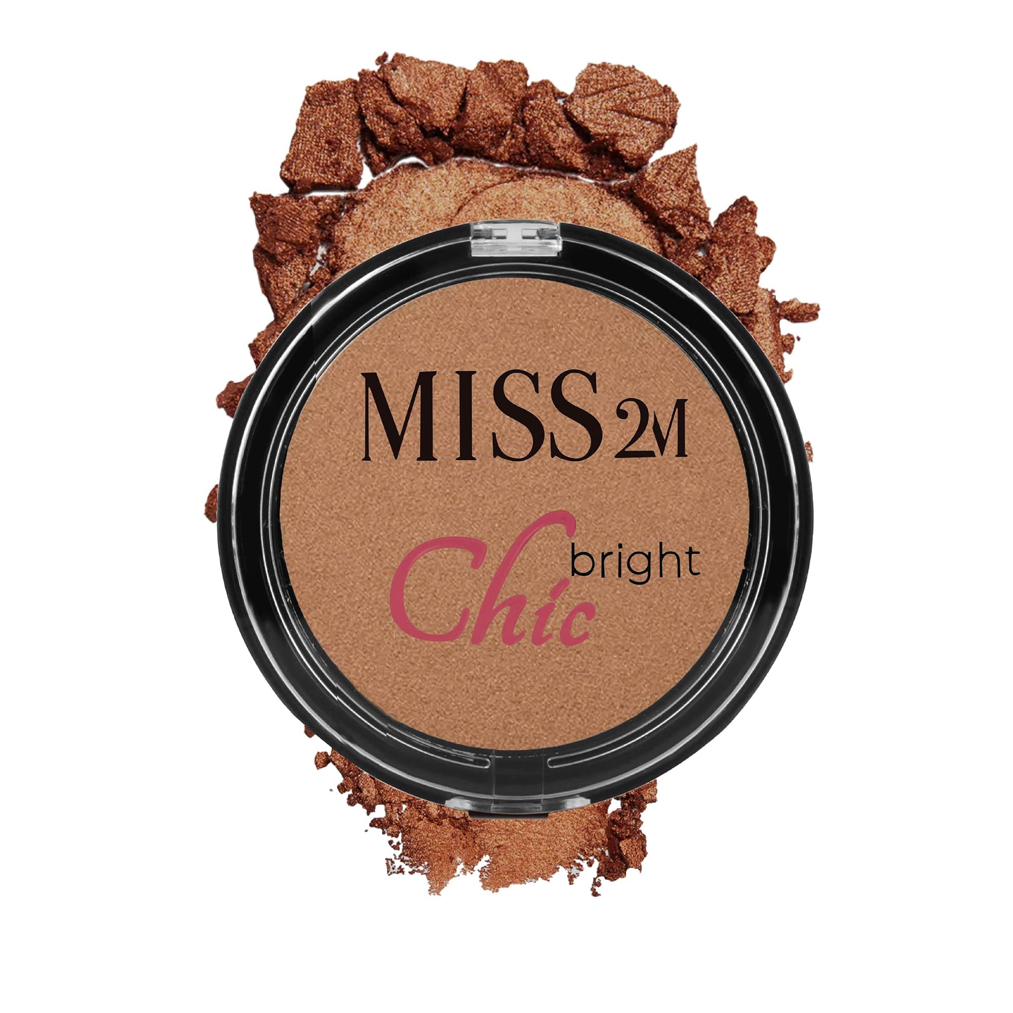MISS2M Chic Bright Highlighter compact delivers a radiant dewy glow.