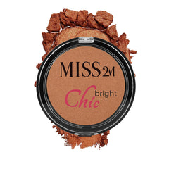 MISS2M Chic Bright Highlighter compact delivers a radiant dewy glow.