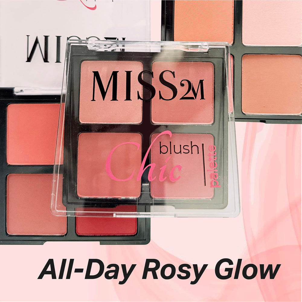 MISS2M Iridescent shimmer glow used as blush highlighter for added radiance.
