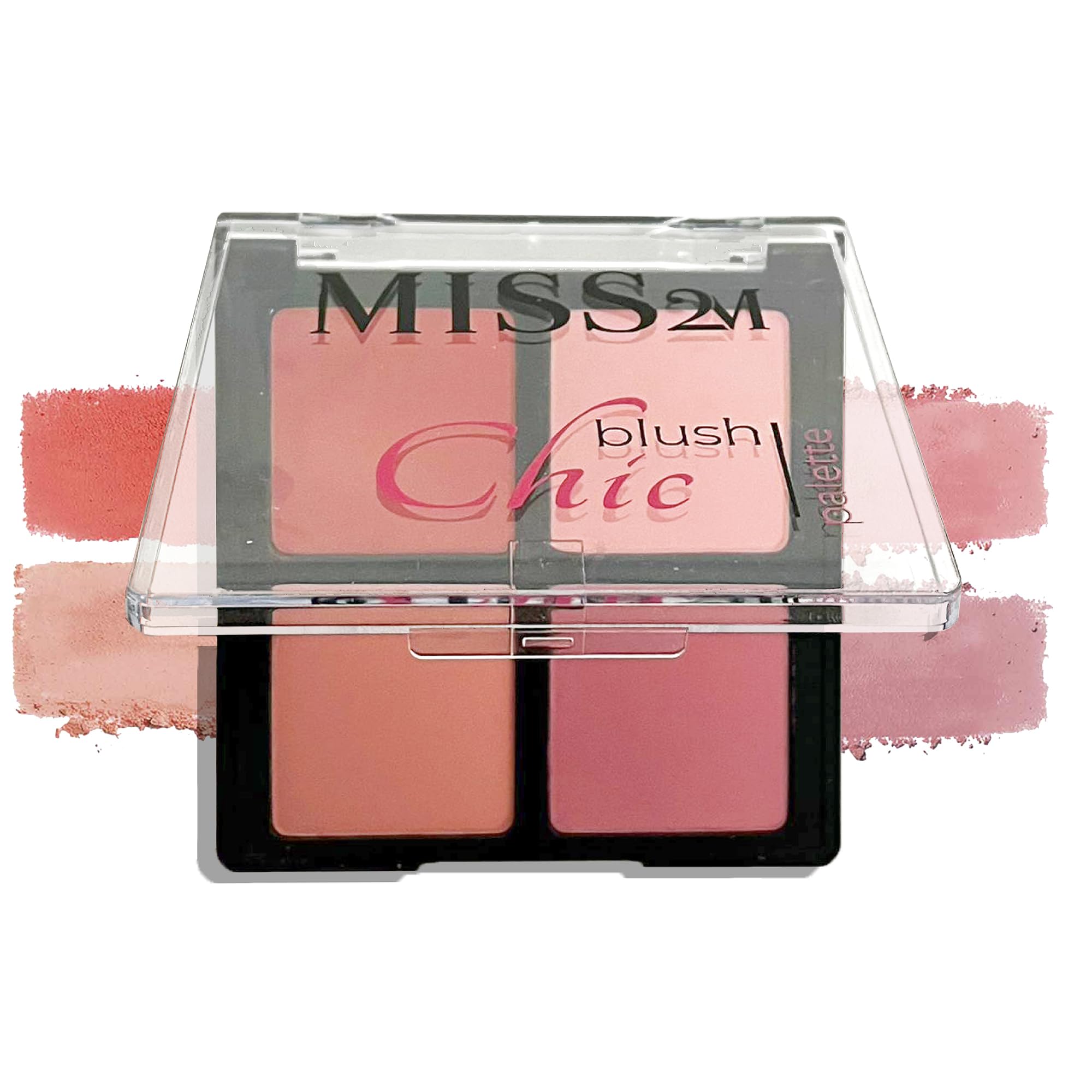 MISS2M Upbeat Berry palette front view with four blush tones for versatile looks.