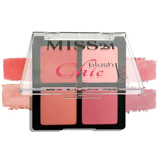 MISS2M Upbeat Berry palette front view with four blush tones for versatile looks.