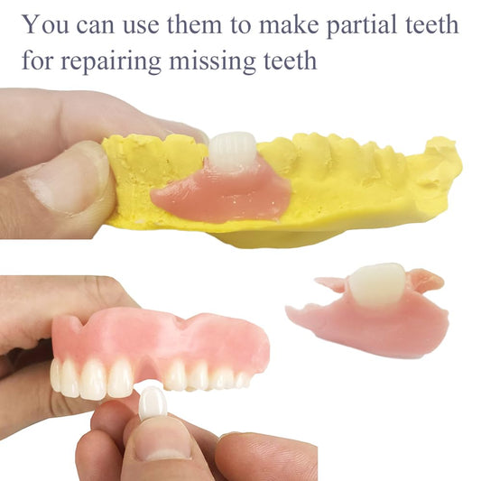 DIY denture parts arranged for at-home denture making