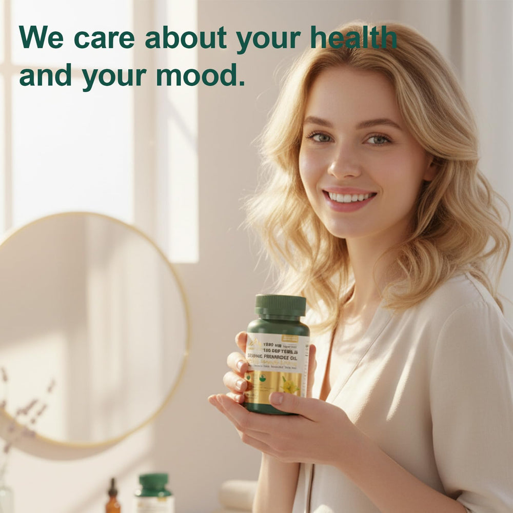 Non-GMO and gluten-free icons on Mission Hill Evening Primrose Oil packaging