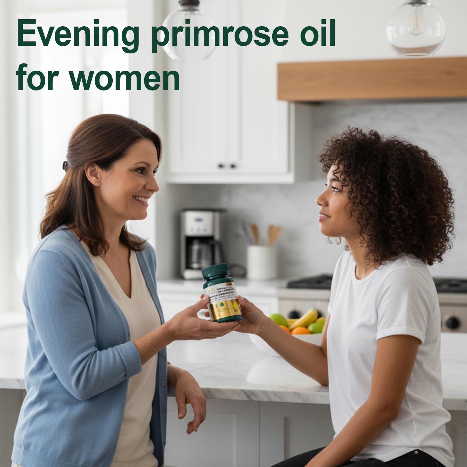 Close-up of the Mission Hill Evening Primrose Oil 1500mg softgels on a surface