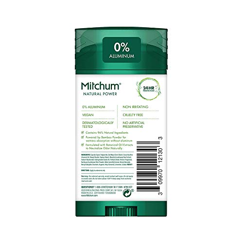Mitchum Natural Power cedarwood solid on skin showing invisible protection and long-lasting comfort.