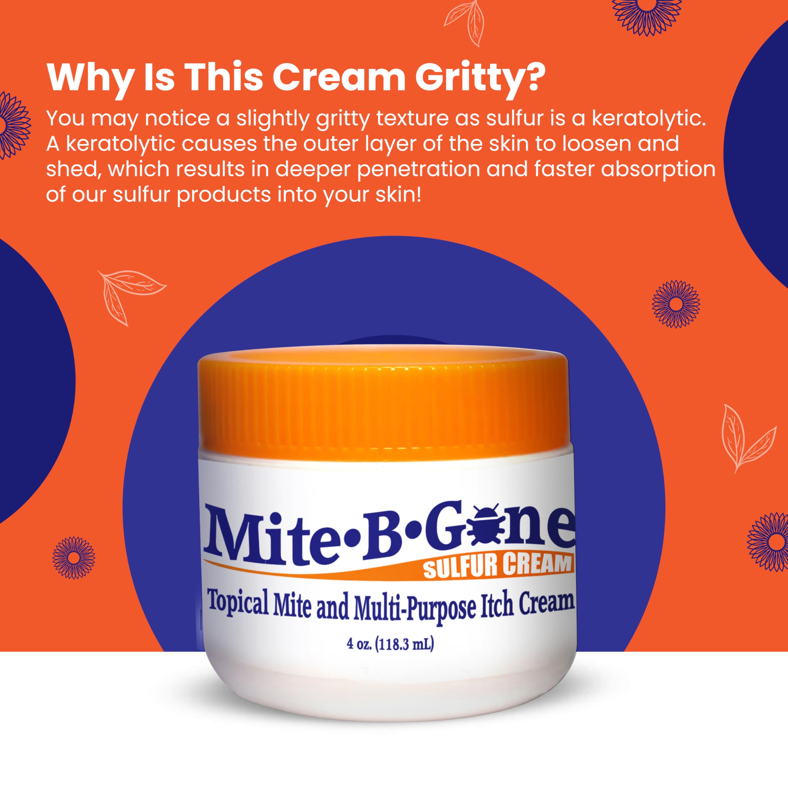 Mite-B-Gone sunflower oil component highlights skin-nourishing moisture.