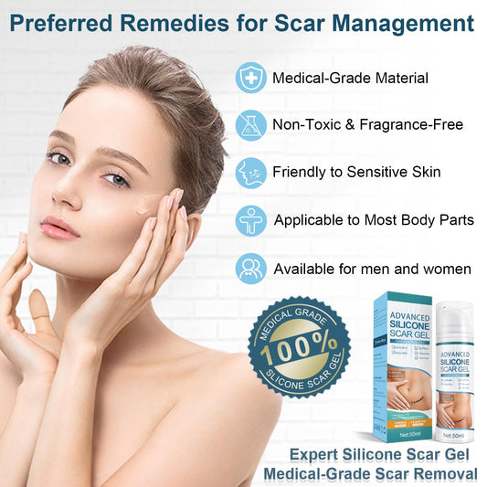 Mitgary Advanced Scar Gel application on arm demonstrates soothing scar care.