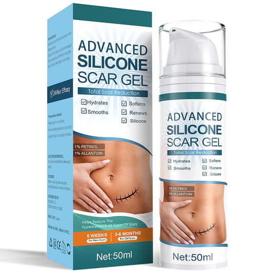 Mitgary Advanced Scar Gel bottle closeup—silicone scar care shown.