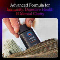 Close-up of MitoQ Curcumin Advanced CoQ10 bottle label