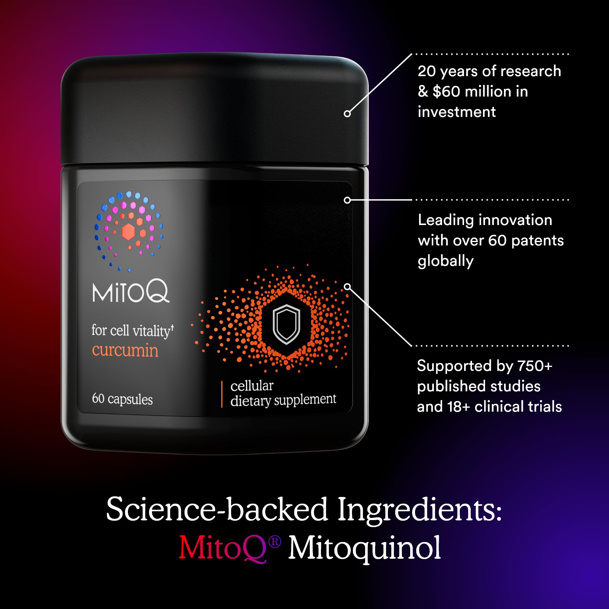 MitoQ Curcumin Advanced CoQ10 and Longvida Curcumin description