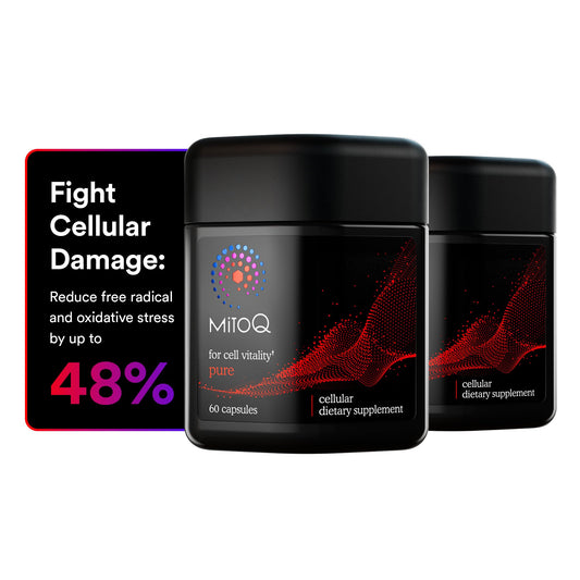 Hero image of MitoQ Pure advanced mitochondria supplement bottle