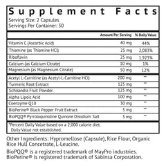 Close-up of MitoTrax ingredients and capsules