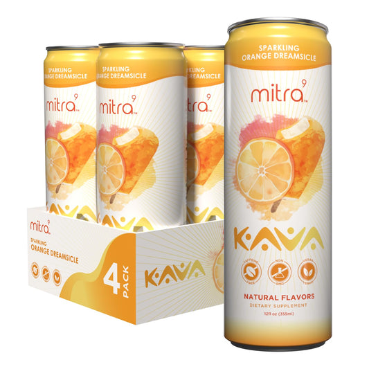 MITRA9 Orange Dreamsicle Sparkling Kava Drink bottle - front view