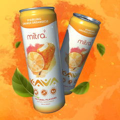 12 oz MITRA9 bottle with Orange Dreamsicle label side angle