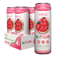 MITRA9 Strawberry Watermelon Sparkling Kava Drink bottle front view