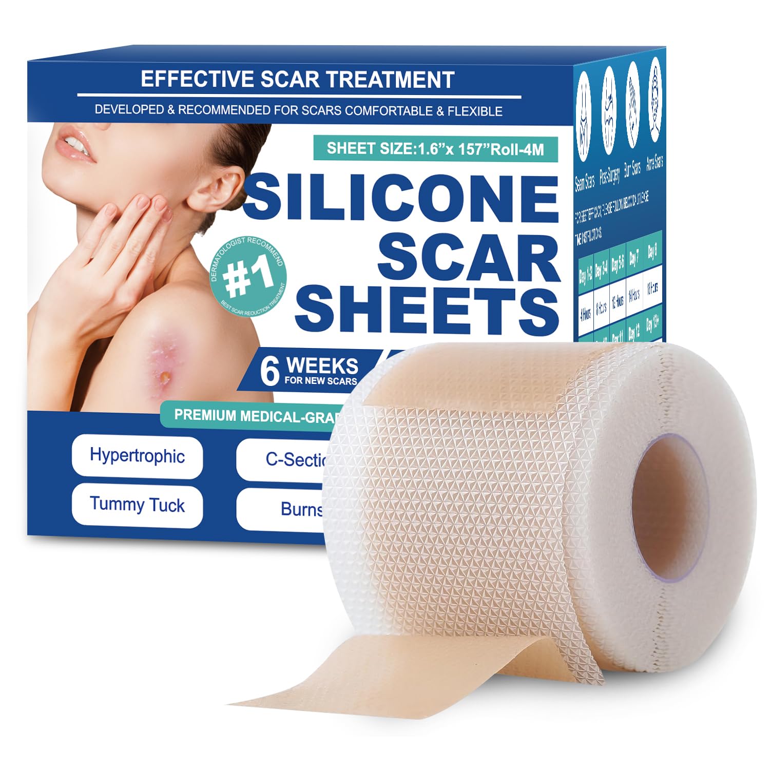 Mitreal silicone scar sheet roll close-up for gentle scar care