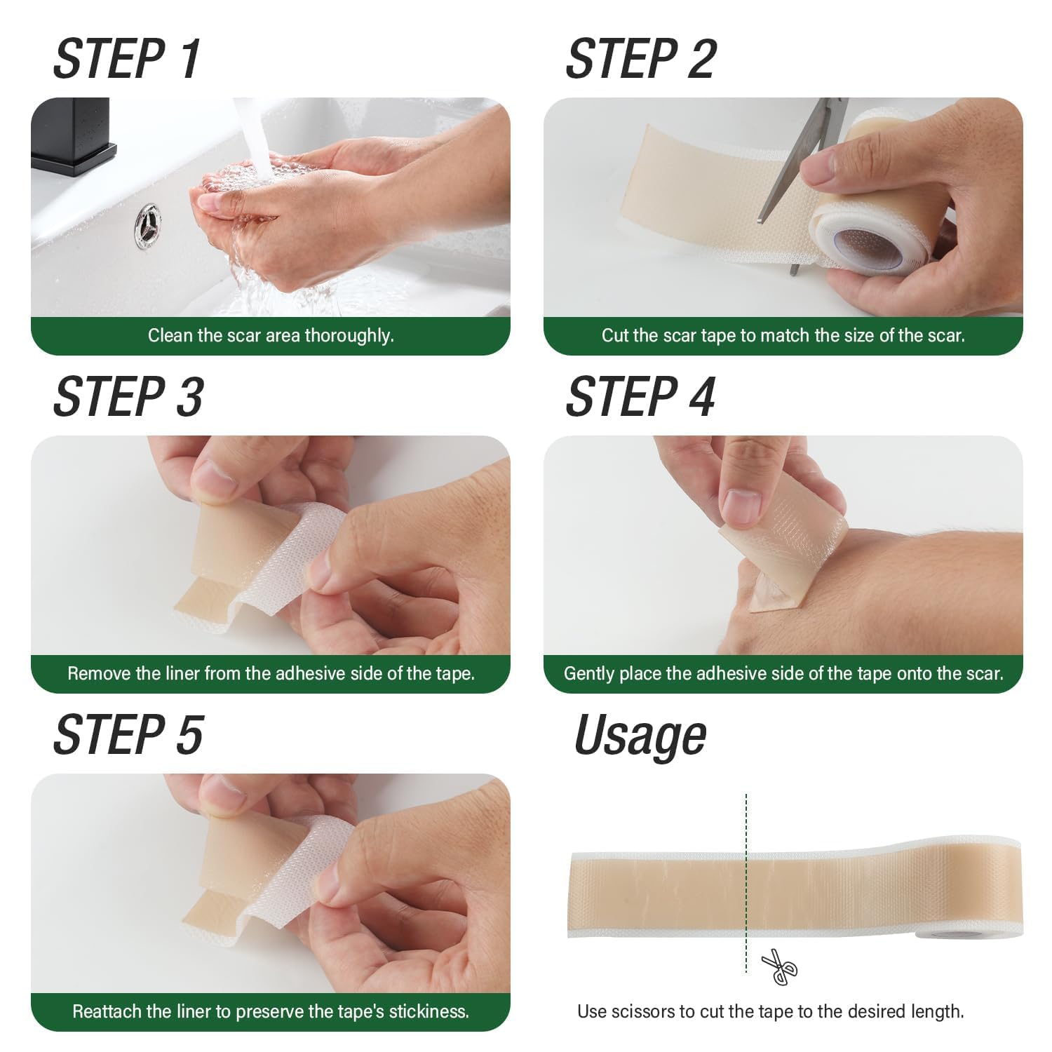 Mitreal silicone scar sheets depicted in a clinical setting reflecting professional use