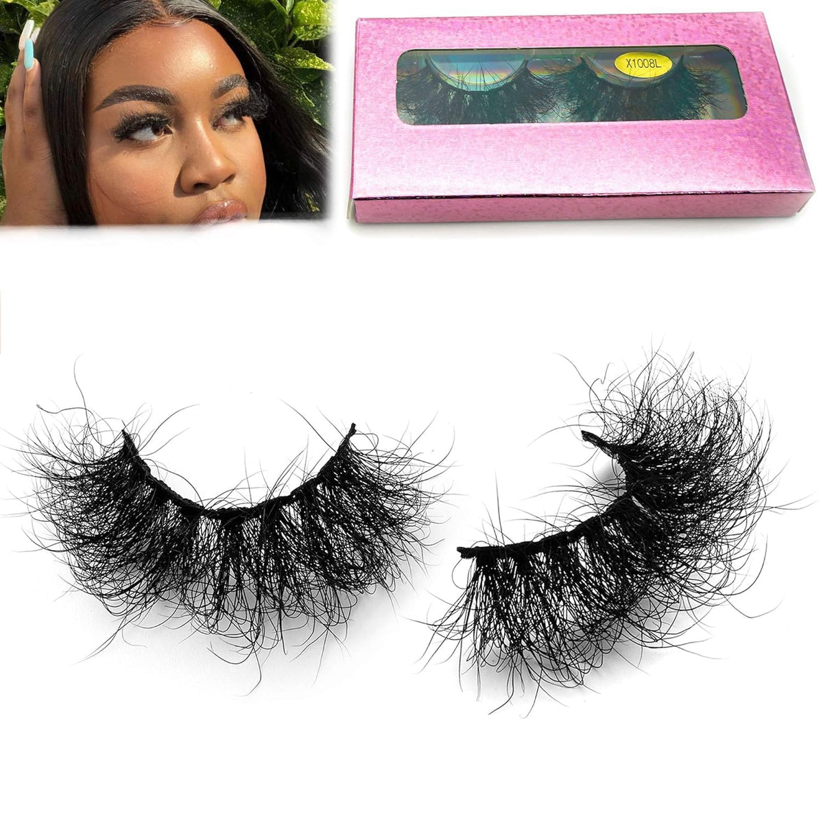 Miuhair Beauty Fluffy Mink Lashes close-up emphasizes dramatic 25mm length for bold eyes.