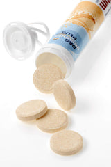 Close-up of orange-flavored calcium effervescent tablets