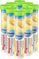 Box front of Mivolis Magnesium Effervescent Tablets with lemon flavor