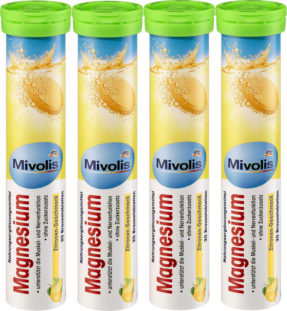 Mivolis Magnesium effervescent tablets lemon flavour packaging