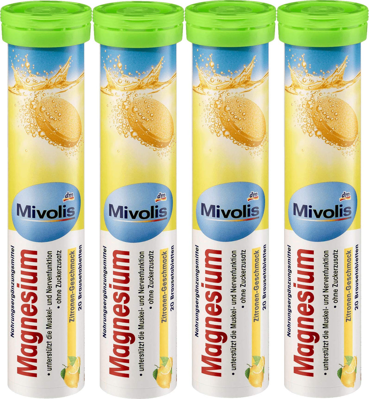 Mivolis Magnesium effervescent tablets lemon flavour packaging