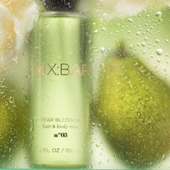 MIX:BAR Pear Blossom petals close-up highlighting delicate peony notes for mood support.