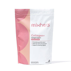 Mixhers Collagen Powder Vanilla Cream tub with scoop