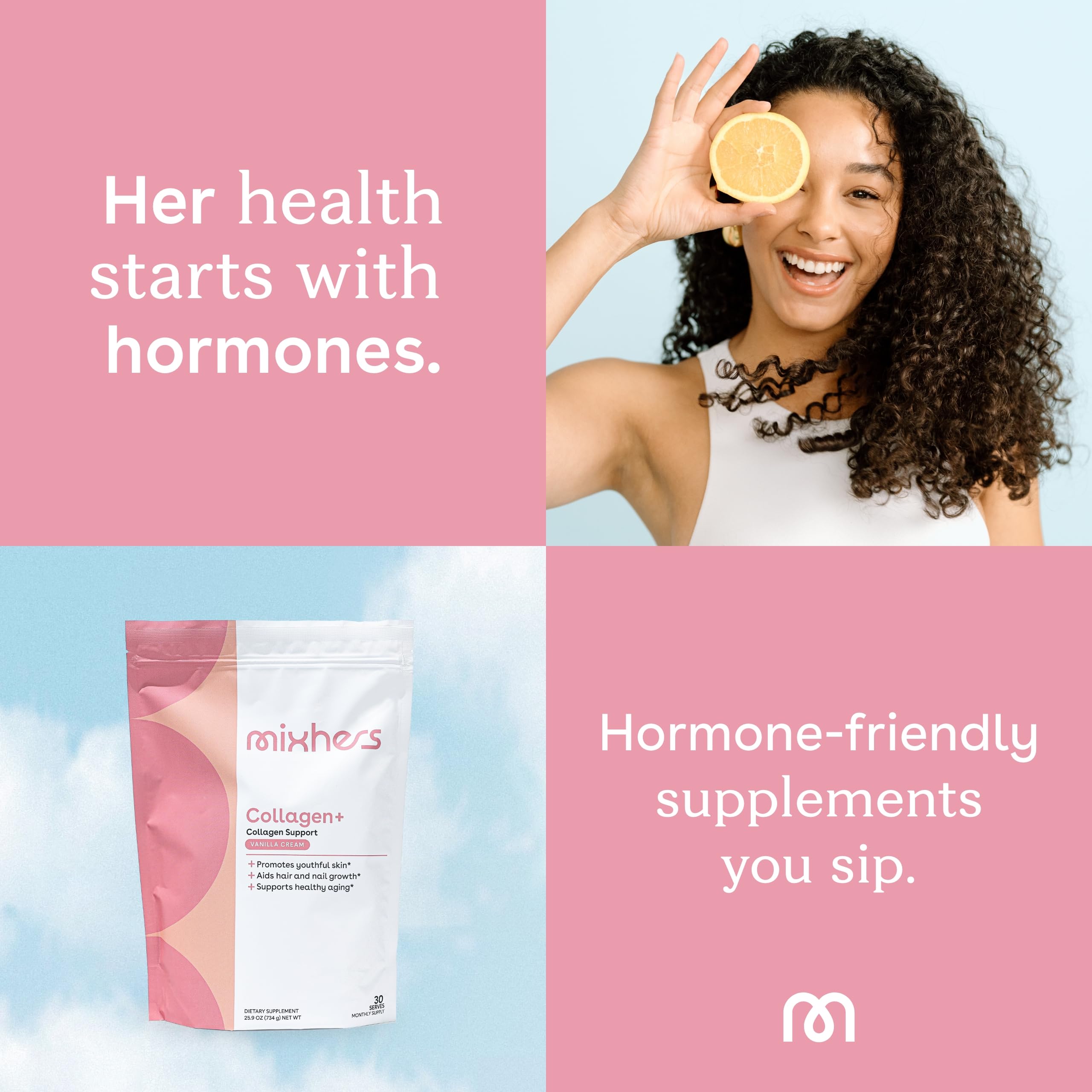 Serving scoop of Mixhers Collagen Powder Vanilla Cream