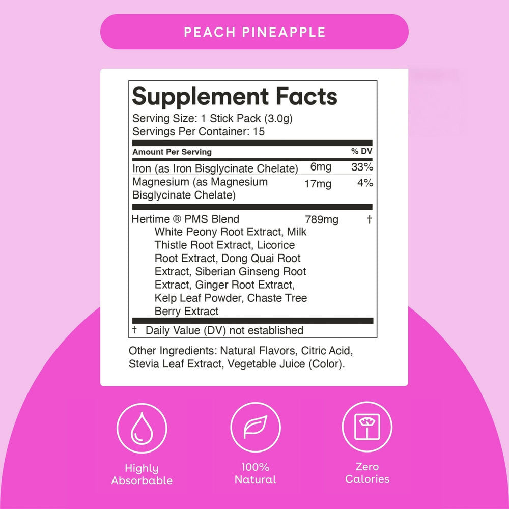 Hertime PMS+ Peach Pineapple packaging scene
